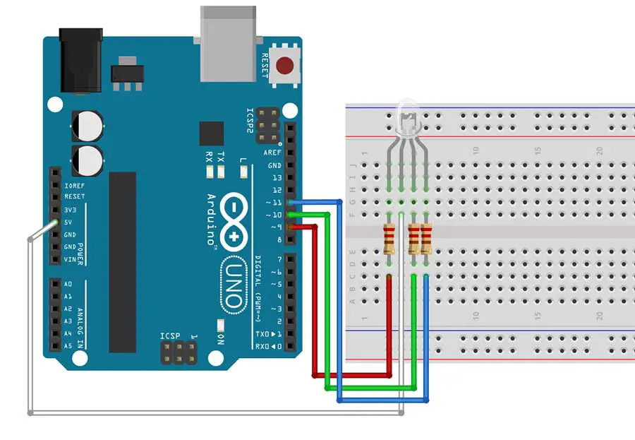 RGB LED circuit for common anode