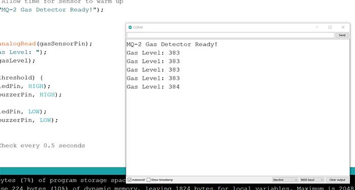 Gas Sensor Serial Monitor