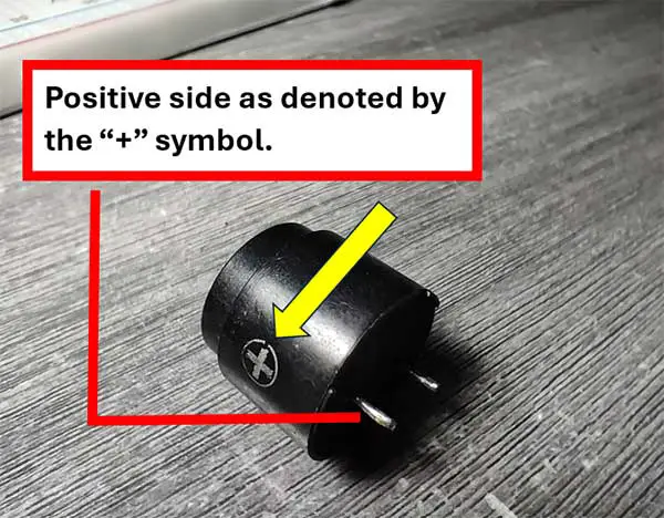 It is easy to locate the positive side of this piezo buzzer.