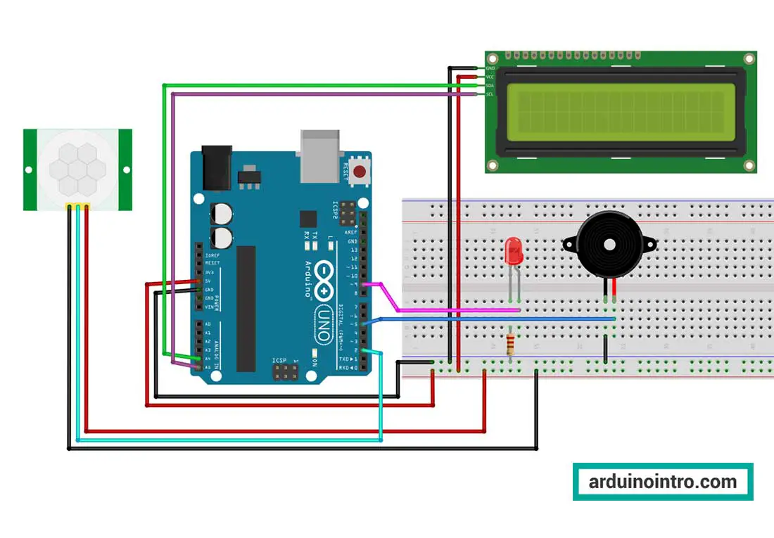 Breadboard circuit for our People Counter System.