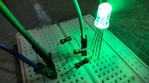 RGB LED emitting green color