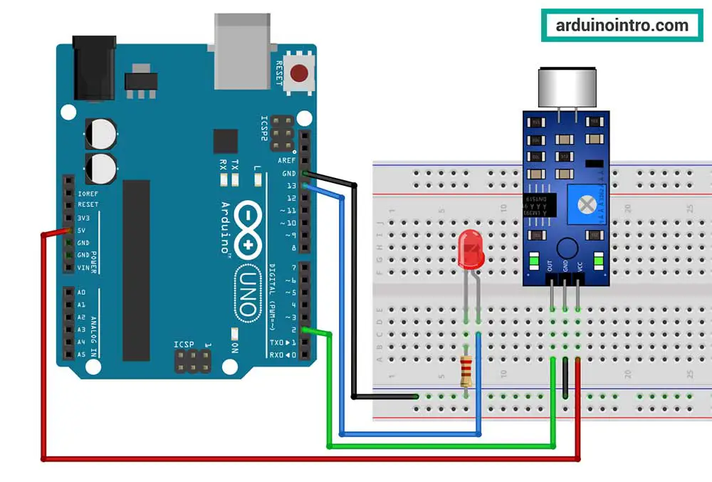 Sound sensor breadboard circuit